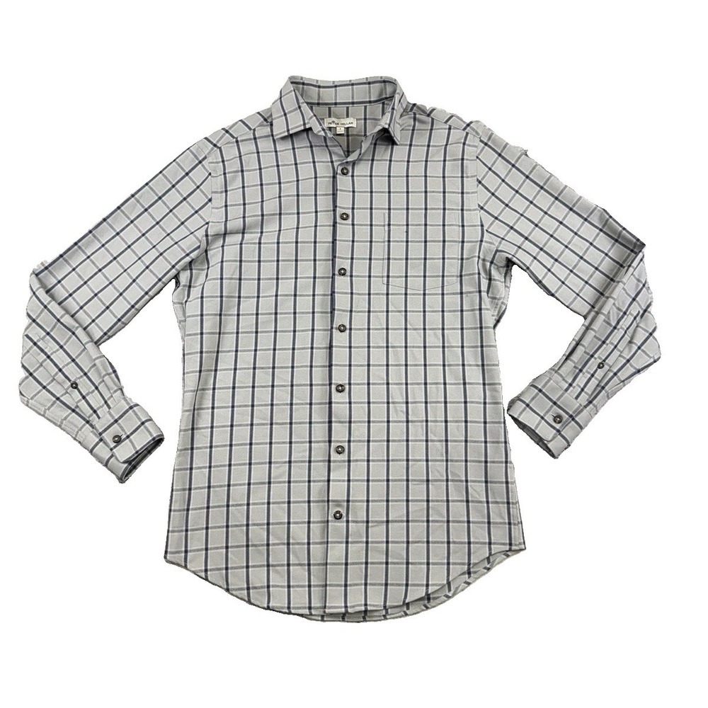 Peter Millar Flannel Shirt Men's Gale Gray Crown Sport St Jo Performance Sz Sm